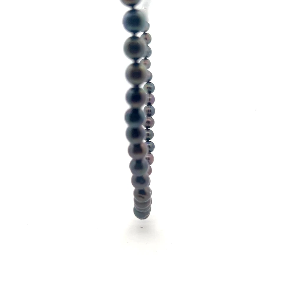 8.0-9.mm Original Cultivada Teñido Pavo Real Forma Anillo Perla 14K Oro Collar - Imagen 2 de 4