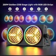 250W Golden COB Stage Light w/RGB LED Strips Par DMX DJ Audience Blinder Light