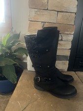 Rieker Womens Black Leather Boots, Wool Shepr...