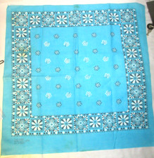Vintage Fast Color Bandana Square PATTERNED BLUE 50/50  B22 .