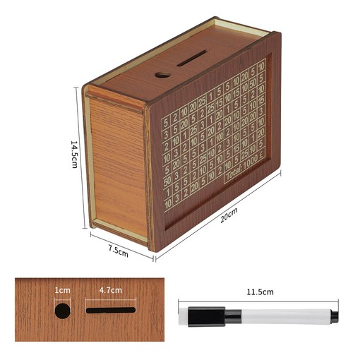 Wooden Savings Box with Counting Target- Piggy Bank for Adults 10000 Savings Box - Picture 4 of 7