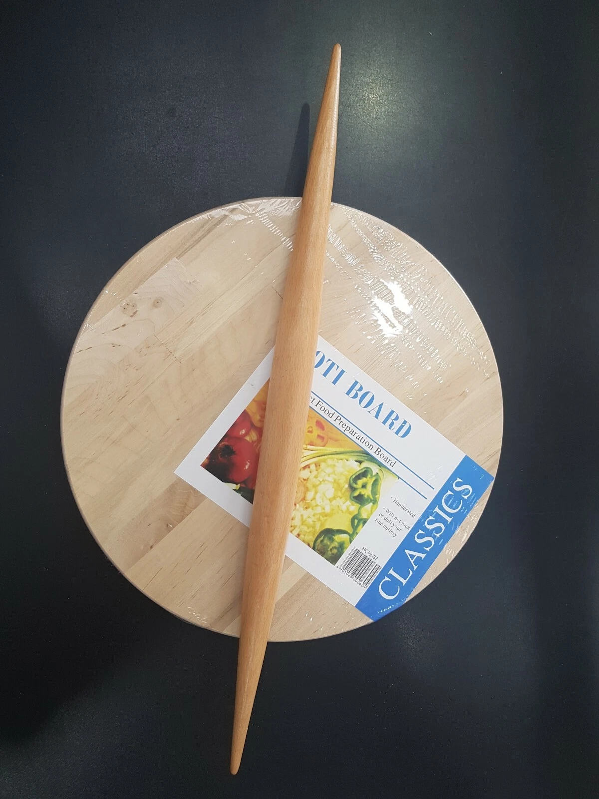 Ignitecookware Wooden Indian Chapati Rolling Pin & Round Wood Pastry Board Set