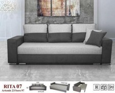 Rita Sofa Bed Fabric Sleeper Settee Guest Bed Grey Beige Black Living Room New