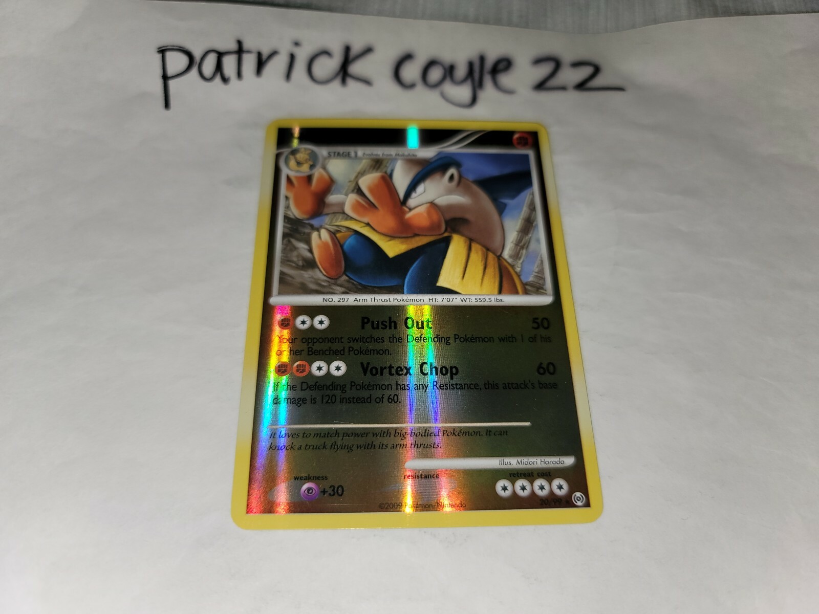 Hariyama Reverse Holo Rare Platinum Arceus 20/99 LP front/VLP back