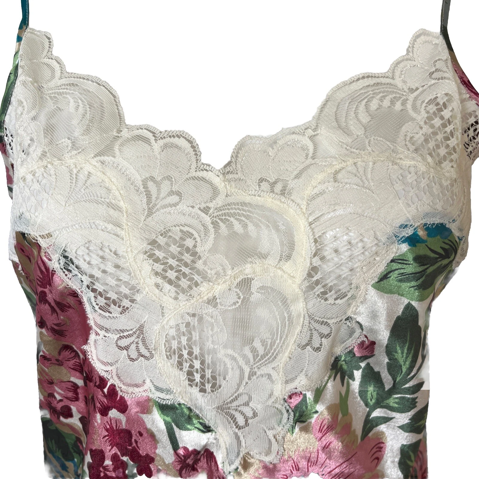 UNDERCOVER Abito donna vintage etichetta oro Victorias Secret chemise raso floreale slip M anni 90