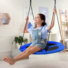 Nid de jardin bleu balançoire d'arbre siège ronde Ø 100cm corde hauteur réglable