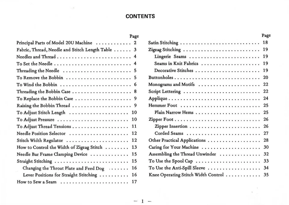 Deluxe Large Singer 20U Manual Model Sewing Machine Instructions User Guide - Image 2 of 4