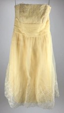 Davids Bridal Formal Dress Short Strapless Evening Prom Wear Yellow Sz 2