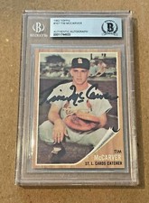 TIM McCARVER SIGNED 1962 TOPPS ROOKIE CARD BECKETT CERTIFIED ST LOUIS CARDINALS