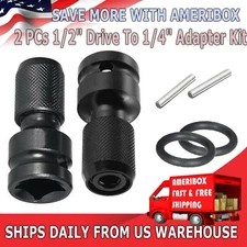 2Pcs 1/2" Drive To 1/4" Socket Adapter for IMPACT WRENCH Hex Drill Chuck Convert
