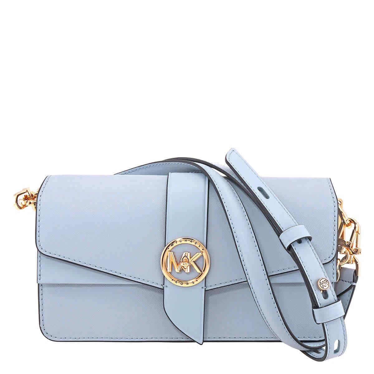 Michael Kors Ladies Greenwich Medium Saffiano Leather Shoulder Bag - Pale  Blue | eBay