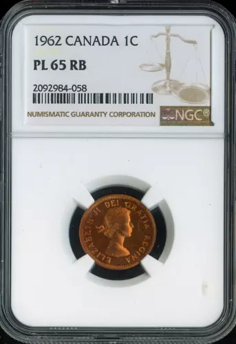 1962 Canada Small Cent Proof NGC PL65 RB - Elizabeth II - Quality