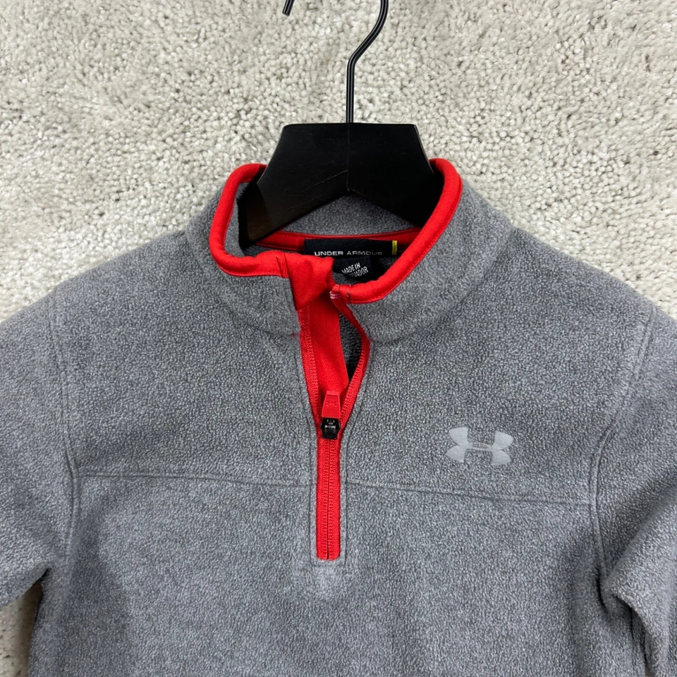 Suéter polar Under Armour para niños talla 6 gris T cremallera manga larga rendimiento Foto 4 de 4