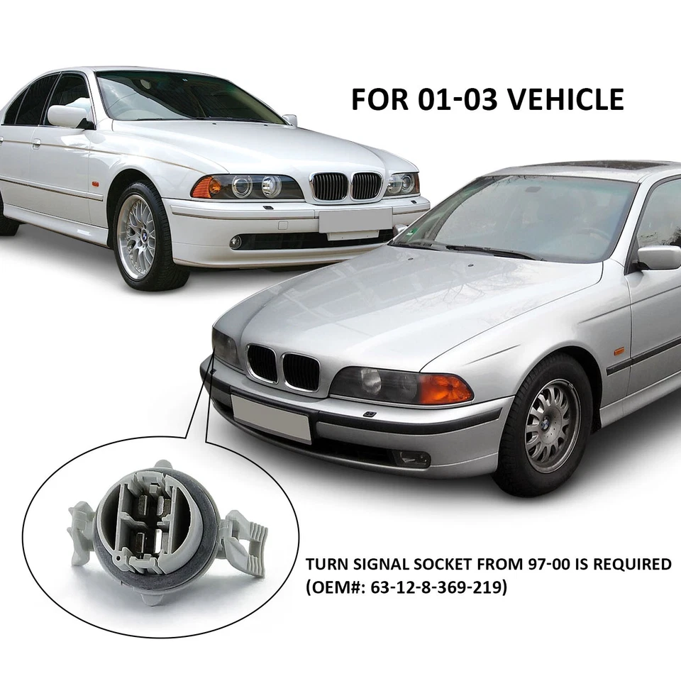 1997-2000 Black Dual Halo Projector Headlights For BMW E39 5-Series 528i/540i - Image 4 of 4