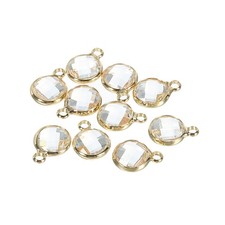 Crystal Birthstone Charm 9mm Dia, April Pendants Drop Bead Clear 10Pcs