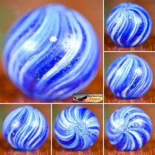Handmade Blue Onionskin Mica Marble, Uncommon, 0.74 inch, 3/4", Near Mint- S1596