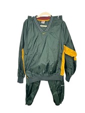 Vintage 90s Nike Center Swoosh Windbreaker Tracksuit Set Mens Medium Green Gold