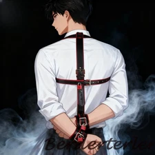 Harness Binding Body Set Microfiber Shoulder Wrist Restraint Handcuffs Band Male