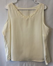 Vintage Ivory lace tank Top camisole size large Coquette Romantic Lagenlook