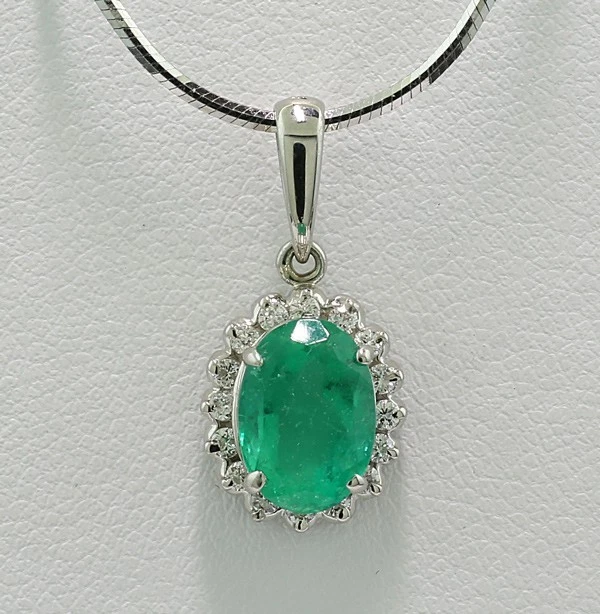 Smaragd Brillant ANHÄNGER Kolumbien 1,83 carat 900 Platin Neu *CARATHEUM*