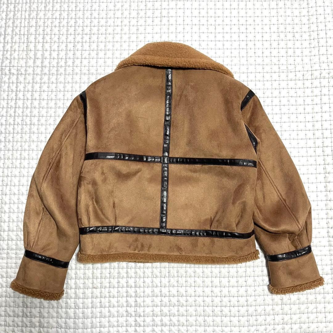 AMERI S Shearling Flight Jacket Brown Faux Mouton… - image 5