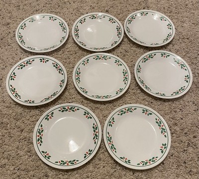 Corning Corelle WINTER HOLLY GREEN 6 3/4''  Bread Plates Set of 8