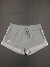 Under Armour Athletic Shorts Youth Large Gray Drawstring Running Gym Training