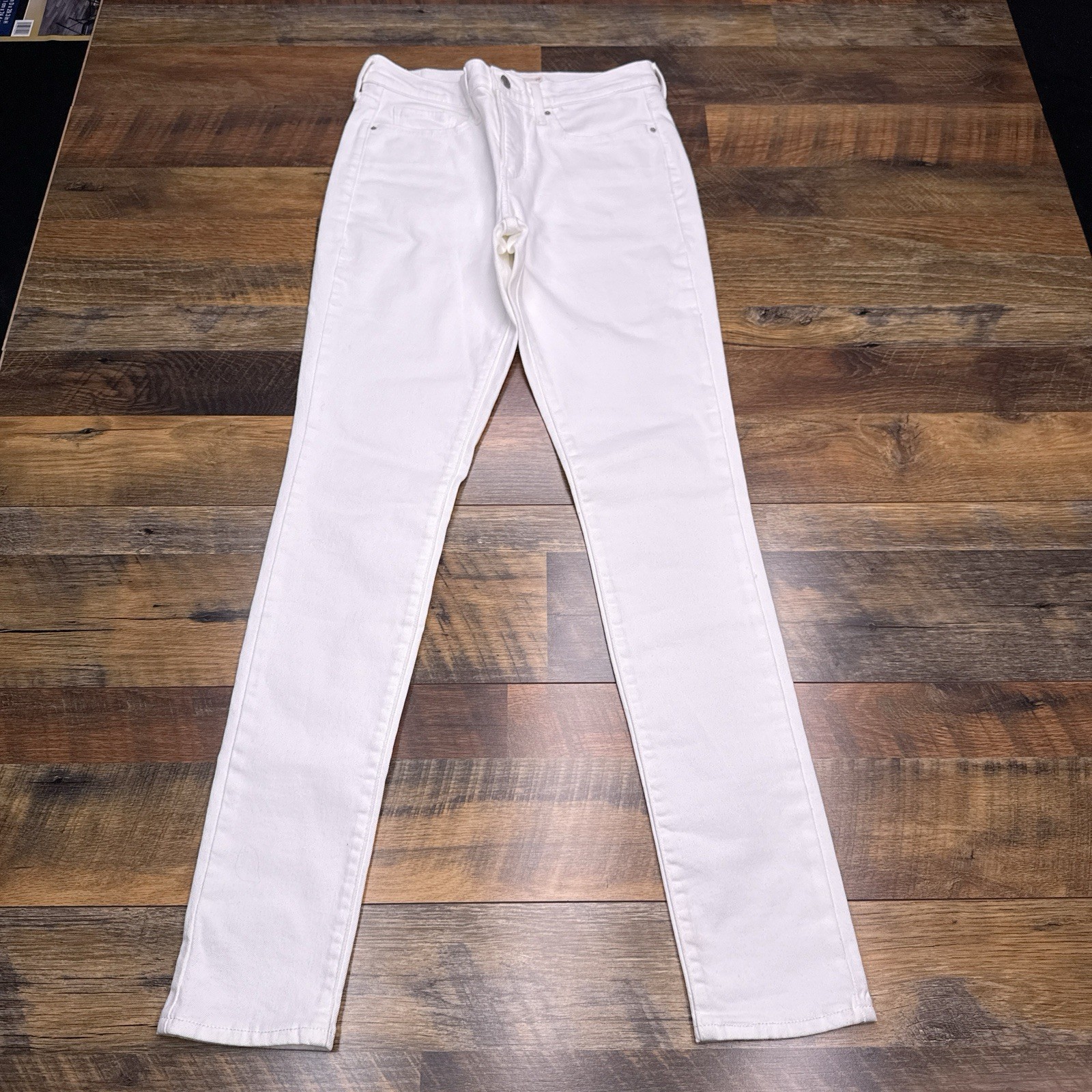 Womens 29 White Mid Rise Stretch 29x34