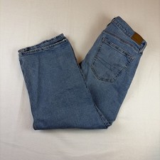 American Eagle Stovepipe Jeans Womens 14 Blue Baggy Wide Leg Whiskers Denim