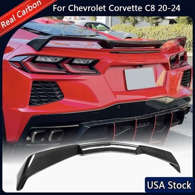 For Chevrolet Corvette C8 Stingray Z51 21UP Real Carbon Fiber Rear Trunk Spoiler