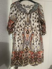 Tunic Dress Kaftan Size 12/14 Medium Lovely Boho Print Sequin Neckline Holiday