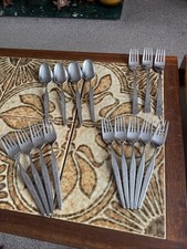 Vintage ROSE PETAL stainless steel 18-8 cutlery  Spoons Forks 16 Piece Japan