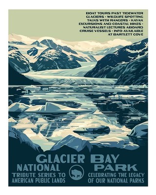 Glacier-Bay-Nationalpark Wandkunst Malerischer Vintage-Druck Wandkunst