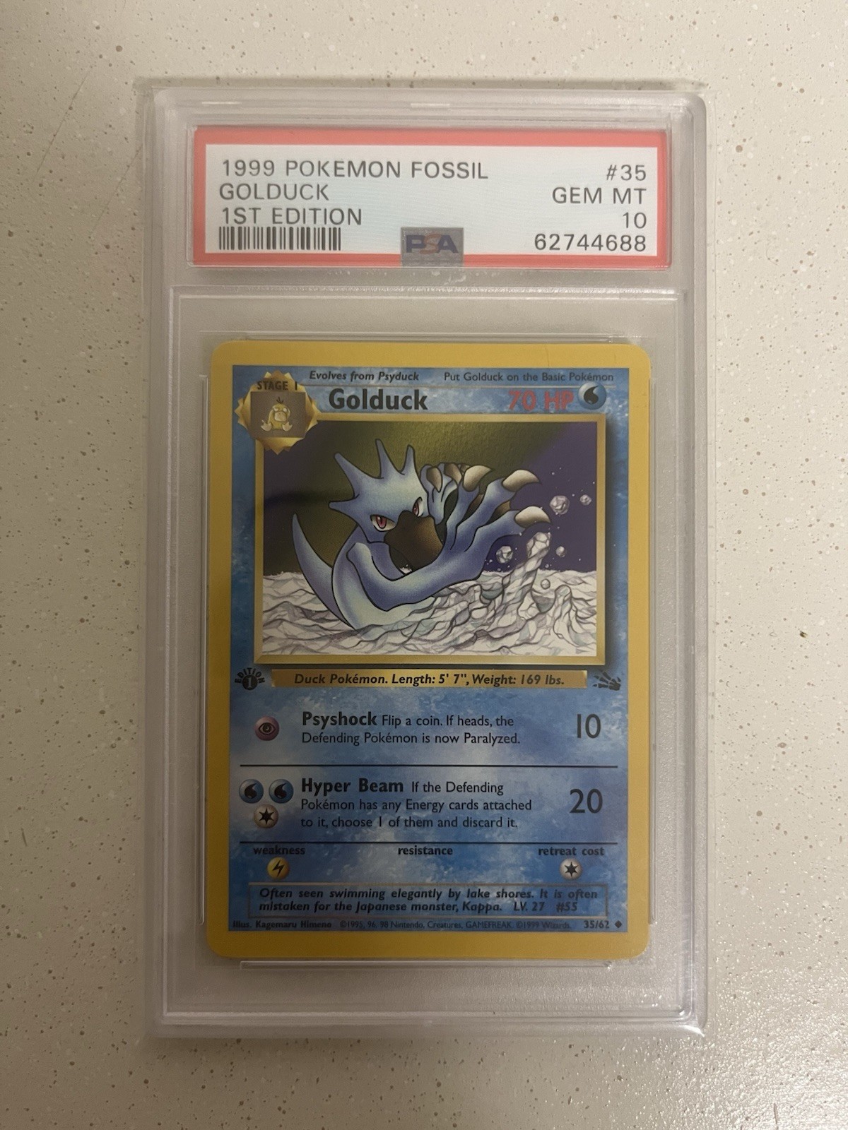 1999 POKEMON FOSSIL 1ST ED #35 GOLDUCK PSA 10