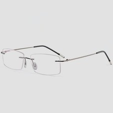 Business Rimless Square Reading Glasses Women Men Lightweight Titanium Readers