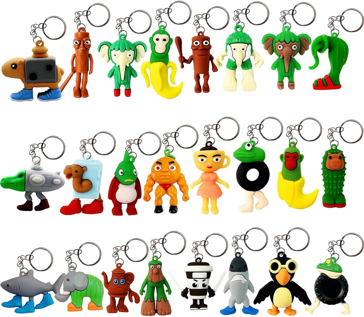 24PCS Brainrot Toys Italian Memes Keychain Tung Tung Tung Sahur