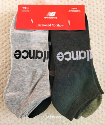 New Balance 10 pairs Cushion No Show socks Arch support 8-12.5 black grey green
