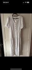 Next ladies white linen button midi dress 14