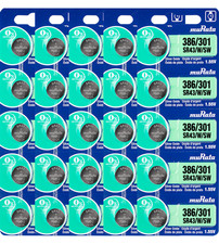 Murata 386/301 SR43/W/SW 1.55V Watch Battery 25 Count -Replaces Sony 386/301