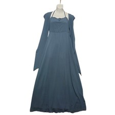 Show Me Your Mumu Slate Blue Maxi Dress Halter Neck Bow Front Tie Size Medium