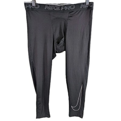Nike Pro Compression 3/4 Training Tights Pants Sz XL Black Running Workout MMA