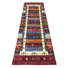 2'8"x8'3" Red Kashkuli Animal Figurines Hand Knotted Wool Runner Rug 22069