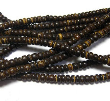 5 Strands of 16" Natural Dark Coconut Rondelle Beads 5mm Jewelry Making