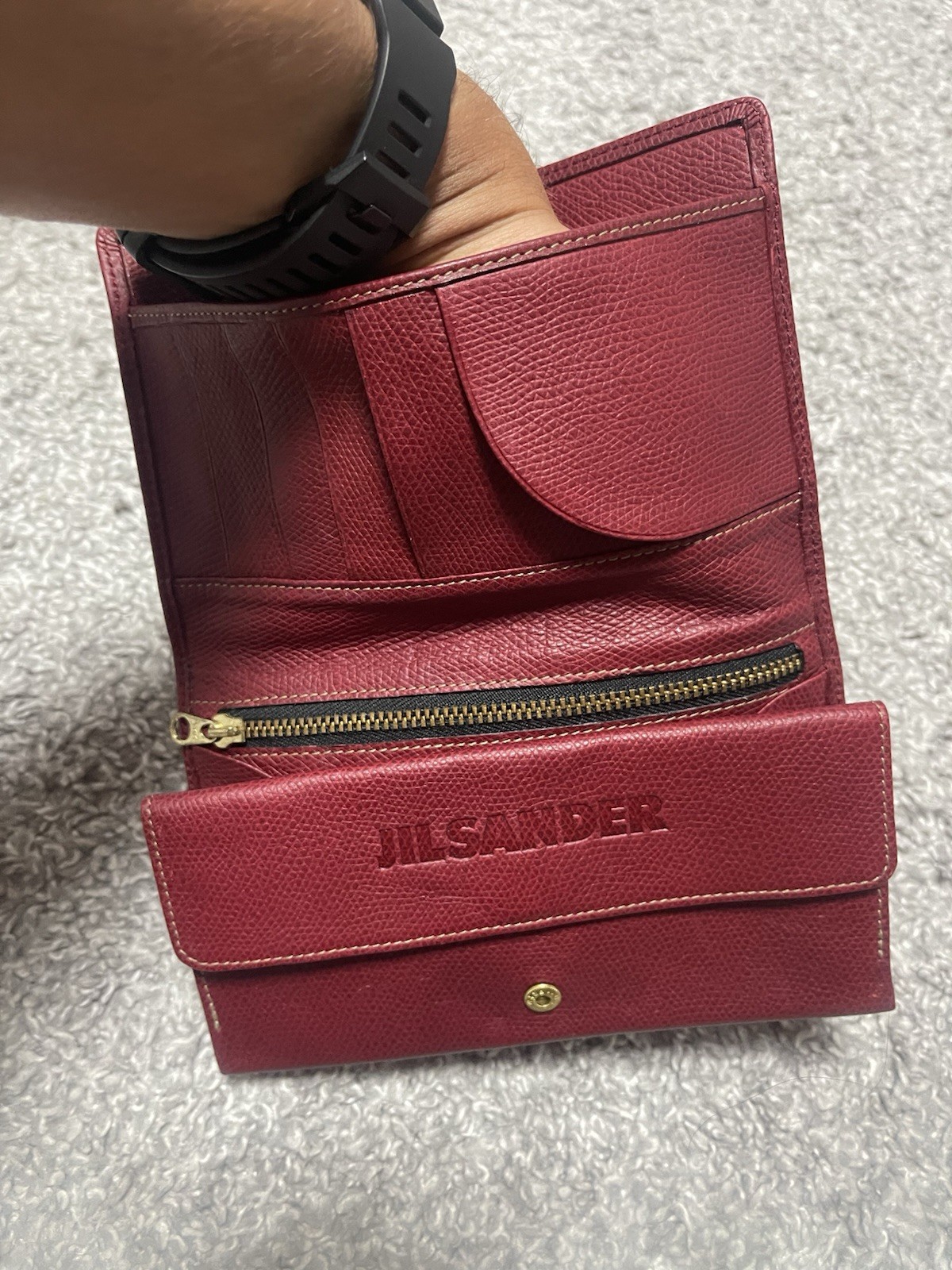Jil Sander Vintage RARE Burgundy Leather Folding Wallet made in West Germany image 4
