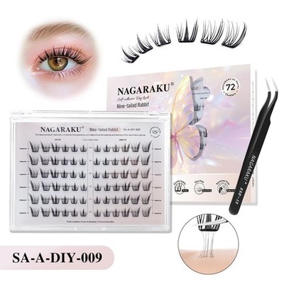 NAGARAKU Pre-glued DIY Cluster Lashes Serie 1 Pinzette + Cluster Wimpern Set 6