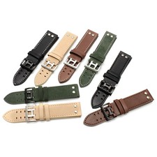 Cinturino orologio vera pelle 20 22 mm per Hamilton stile rivetto campo kaki 
