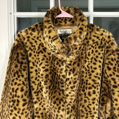 Preston & York Short Leopard Print Faux Fur Coat Glam Mob Wife