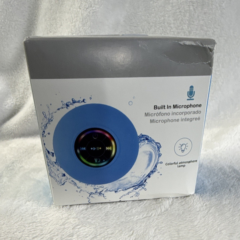 Bluetooth Portable Speaker w/ Built-In Mic 400mAh Round 3W, Blue