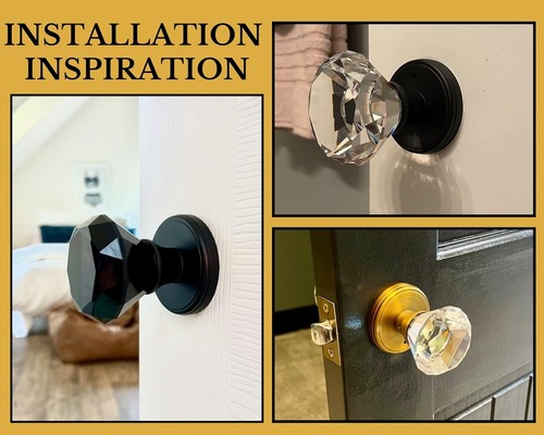 Clear Glass Door Knob with Lock Vintage Decorative Privacy Handle for Bedroom - Picture 6 of 11
