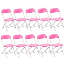 Pink Poly Steel Kids Folding Chair 10 Chair Bundle by Chivari